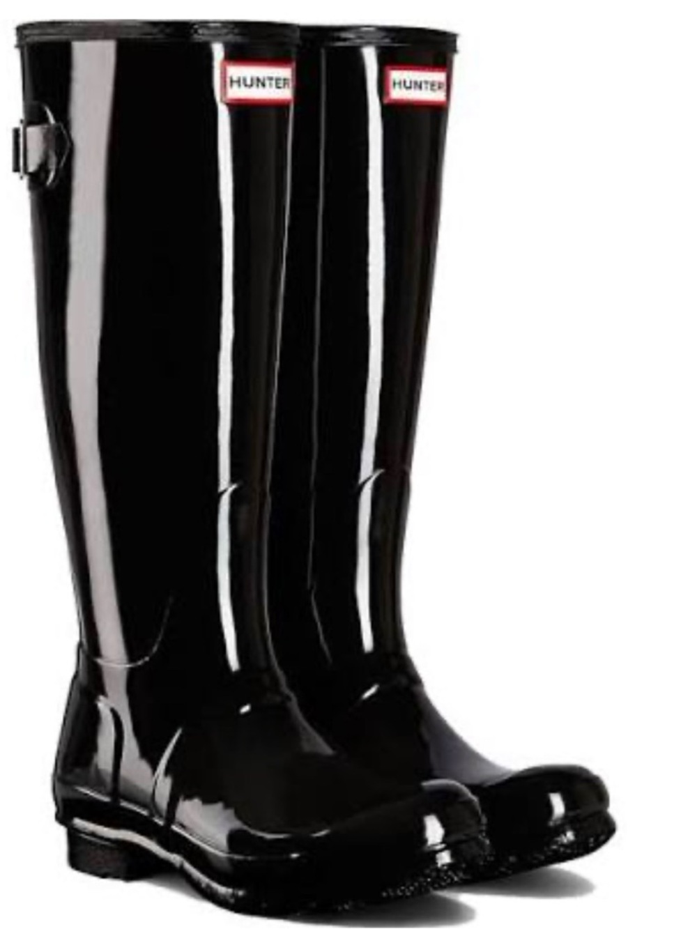 Hunter Glossy Black Knee-High Rain Boots
